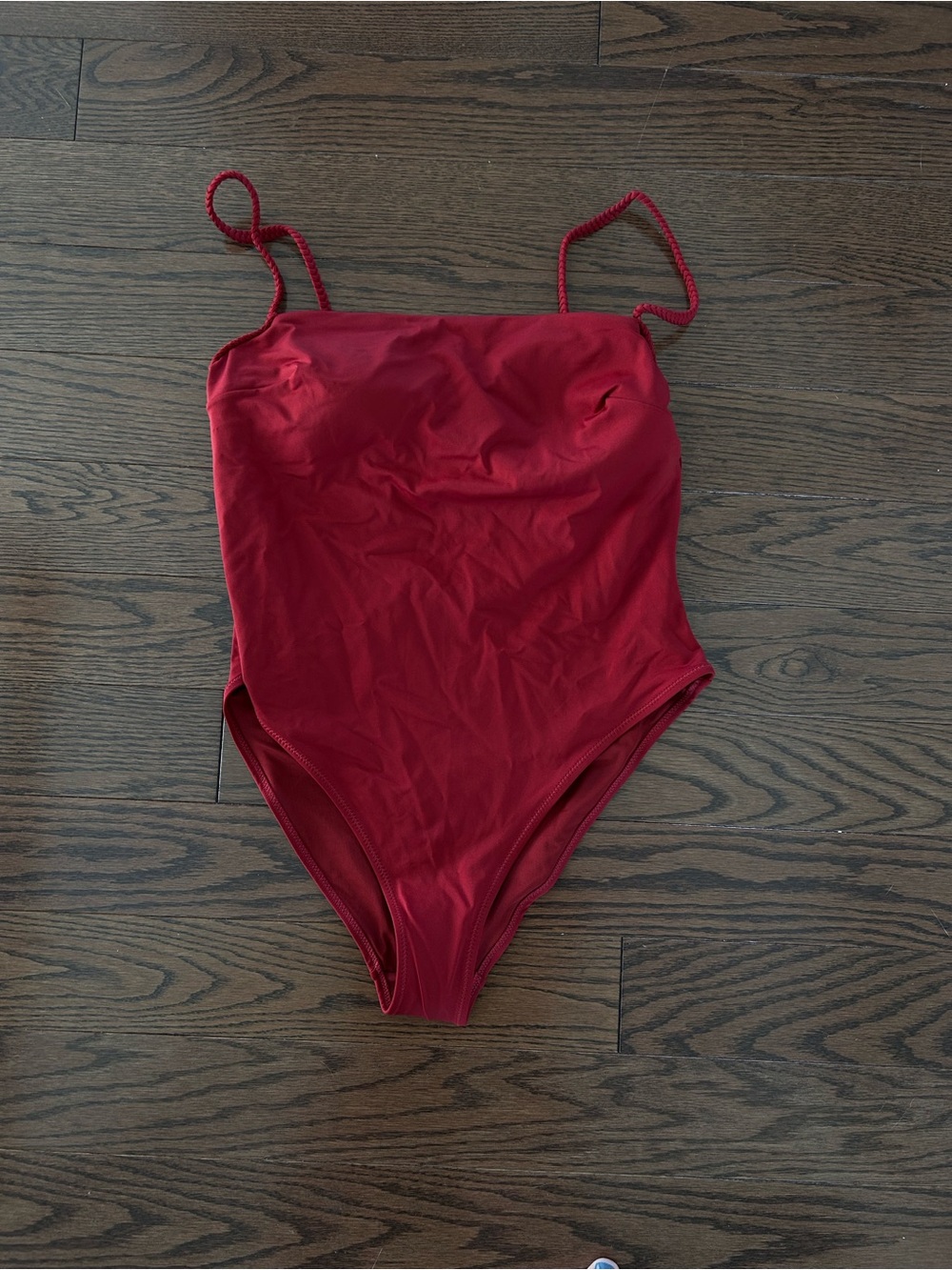 Red One-Piece Swimsuit with Thin Straps
